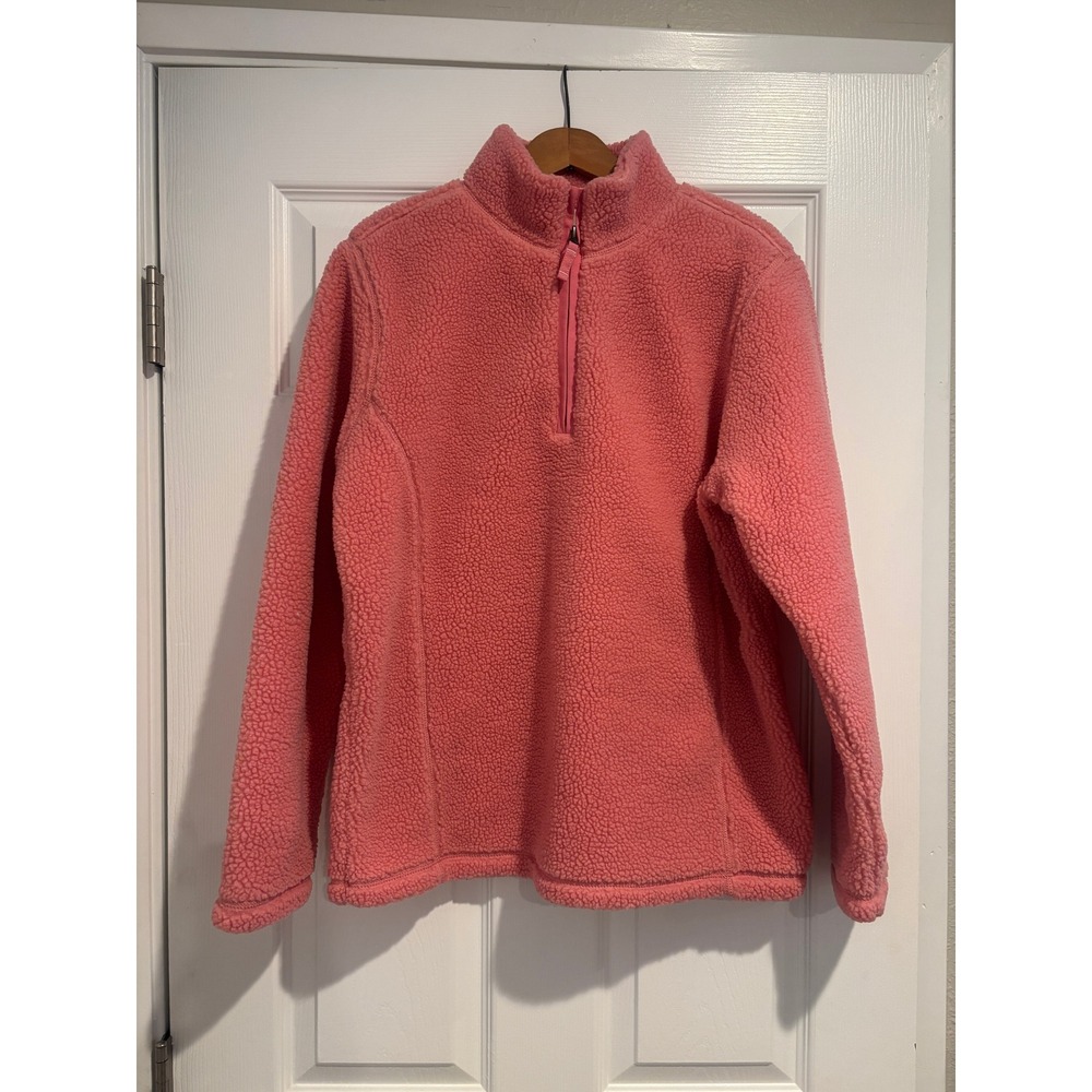 Lands' End Kids Pink Sherpa Fleece 1/4 Zip Pullover Jacket Size M 10-12 Cozy